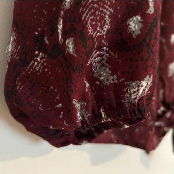 NWT West Kei Burgundy Snake Print Blouse – Women’s Small - Picture 5 of 6